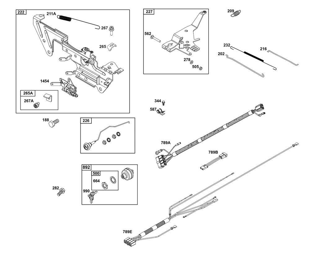 Controls Group Diagram and Parts List for 611477-1245-J1  Briggs and Stratton Engine